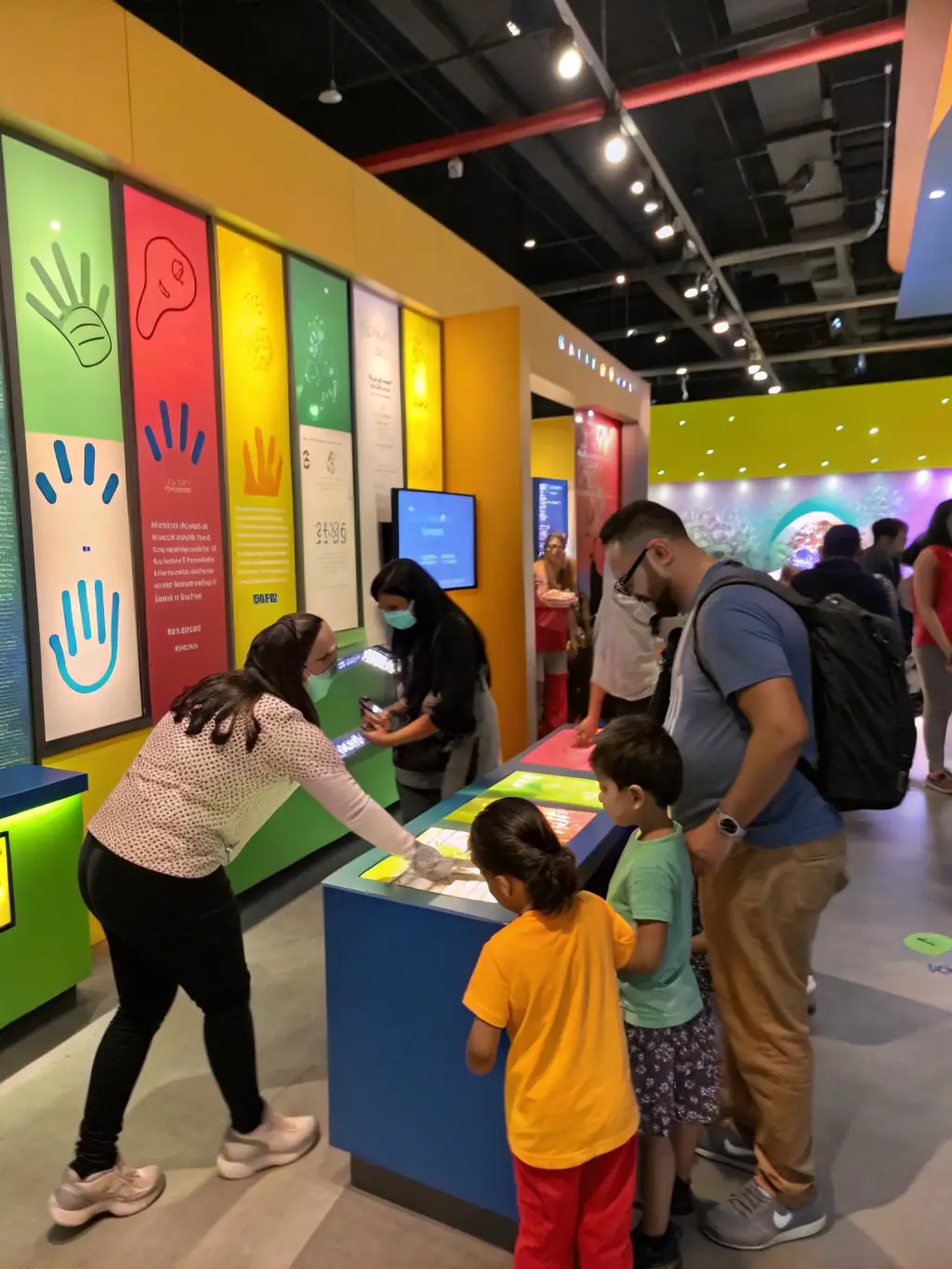 A photograph of visitors engaging with an interactive exhibit on maritime navigation at the CENTRE INTERNATIONAL DE LA MER, showcasing the museum's commitment to educational outreach.
