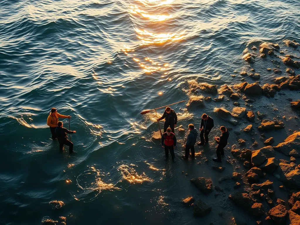 A captivating image of scientists conducting research on coastal ecology, highlighting CENTRE INTERNATIONAL DE LA MER's commitment to marine conservation.
